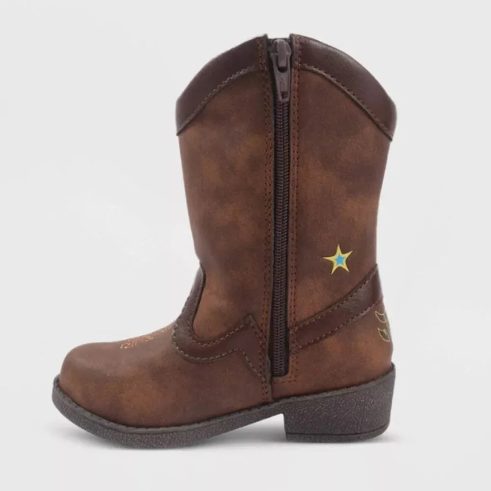 Disney Pixar Toddler Toy Story Woody Pull-on ZIp Up Cowboy Western Boot Brown 12